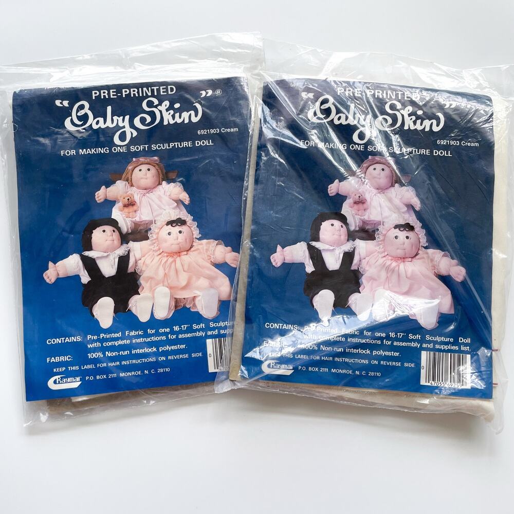 NEW Vintage Raymar Pre-Printed 'Baby Skin' for Doll Making Lot of 2